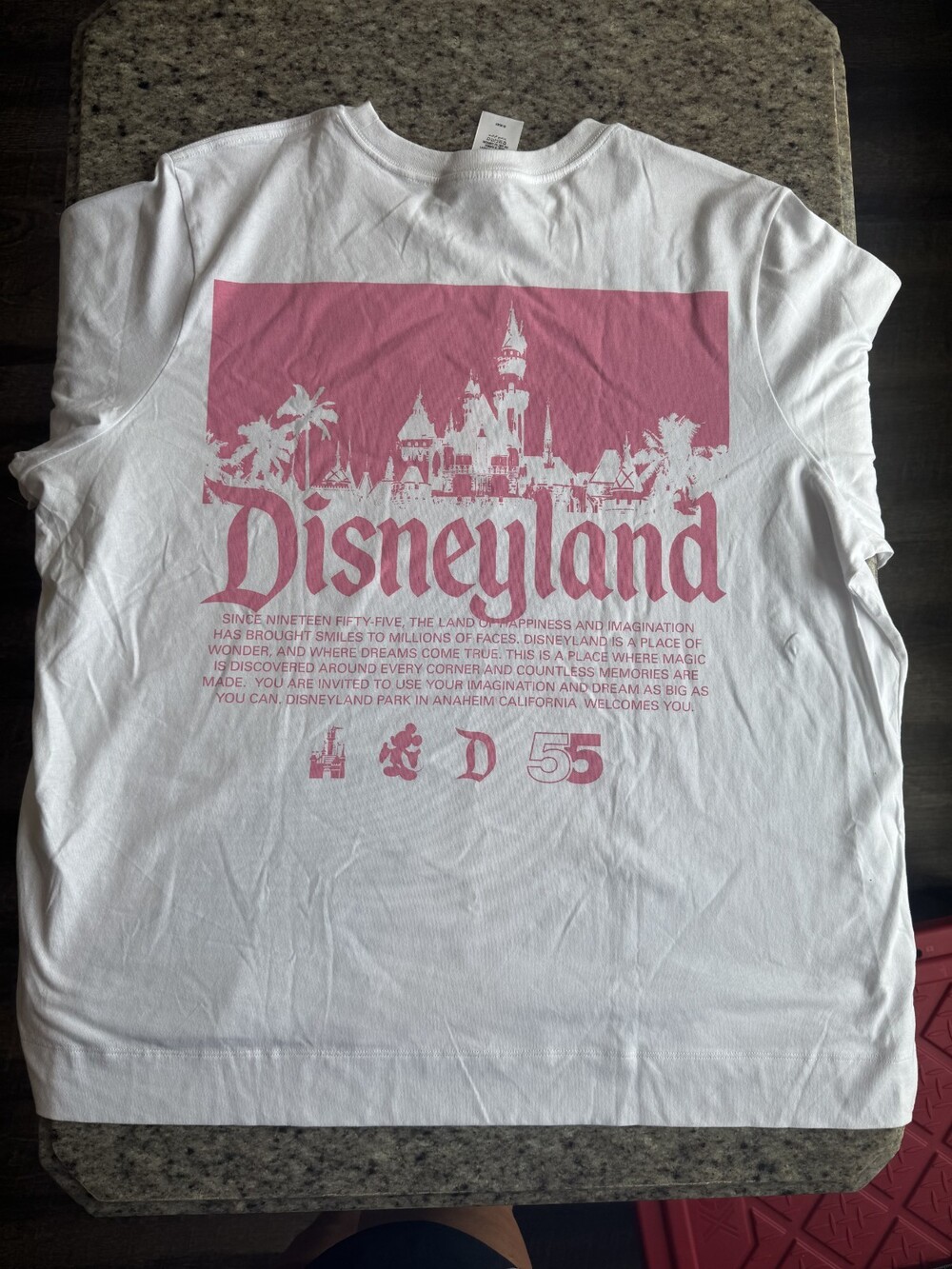 Disney Parks Disneyland Land of Happiness T-Shirt XL Pink Castle NWT
